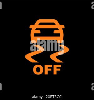 Traction control stability system off, car dashboard light, TCS indicator icon, vector Stock Vector