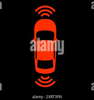 Parking sensor light on car dashboard, car park safety system icon, parking radar, vector Stock Vector