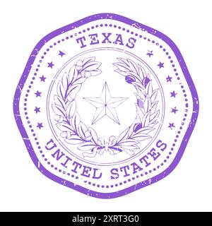 Texas state stamp with seal, USA travel stamp, shabby postmark of Texas, vector Stock Vector