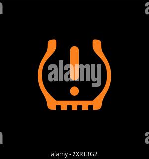 Low tire pressure warning light on car dashboard, empty tyre icon, vector Stock Vector