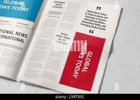 3D Rendering of Newspaper Advertising Banner Mockup on Isolated Background Stock Photo