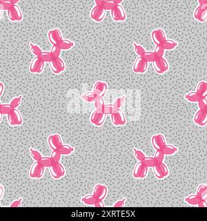 Pink balloon dogs seamless pattern. Wrapping paper pint, vector illustration Stock Vector