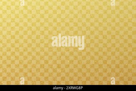 Seamless Japanese pattern with gold foil on washi paper. Gold color, checkered pattern.Vector art that is easy to edit. Stock Vector