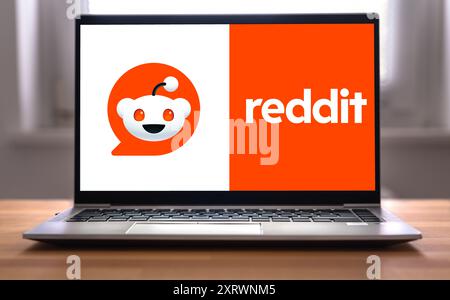 Reddit logo displayed on laptop Stock Photo