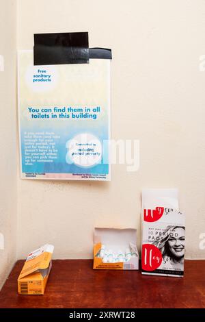 Free sanitary products in a Ladies toilet on Orkney, Scotland. Stock Photo