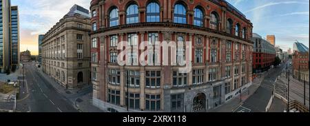 Panoramic image of Old building in Corporation street in Manchester Stock Photo