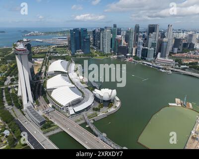 Singapore, Central Region, Singapore, July 4th, 2024: Marina Bay Singapore. Aerial view of the skyline. Stock Photo