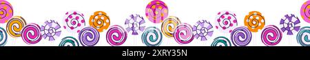 Lollipops Halloween seamless border vector illustration Stock Vector