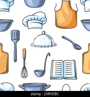 Pattern with kitchen utensils. Cooking tools for home and restaurant. Stock Vector