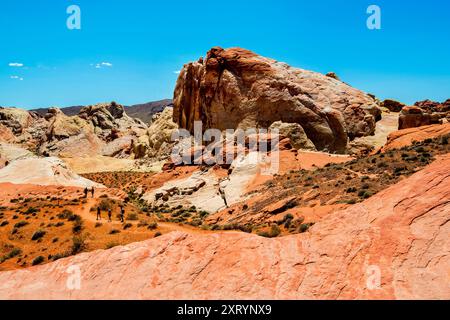 Silica Dome and Fire Canyon, Valley of Fire State Park, Mojave Desert, Nevada Stock Photo