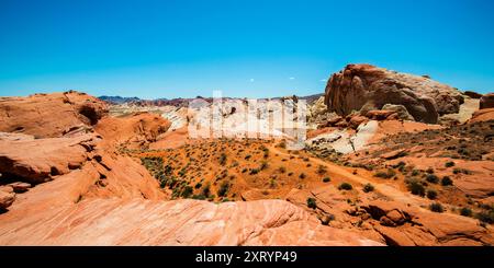 Silica Dome and Fire Canyon, Valley of Fire State Park, Mojave Desert, Nevada Stock Photo