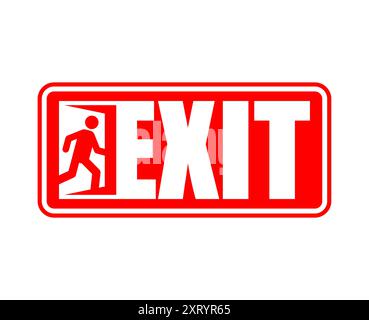 Exit sign evacuation icon. Man exiting door symbol. Exit sign for evacuation direction Stock Vector