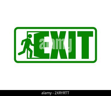 Exit sign evacuation icon. Man exiting door symbol. Exit sign for evacuation direction Stock Vector