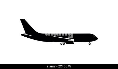 Silhouette icon of airplane. Passenger plane vector. Editable vector ...