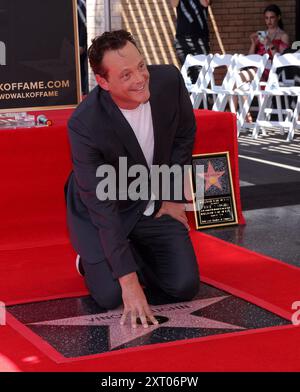 Hollywood, United States. 12th Aug, 2024. Actor Vince Vaughn strikes a pose for photographers during an unveiling ceremony honoring him with the 2,786th star on the Hollywood Walk of Fame in Los Angeles on Monday, August 12, 2024. Photo by Greg Grudt/UPI Credit: UPI/Alamy Live News Stock Photo