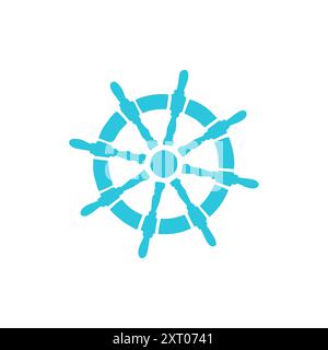 Sailing ship wheel icon. Isolated on white background. From blue icon set. Stock Vector