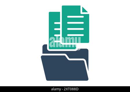 Data collection icon. folder with paper. icon related to gather. solid icon style. data analytics elements vector illustration Stock Vector