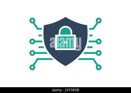 Cybersecurity icon. icon related to technology. solid icon style. data analytics elements vector illustration Stock Vector
