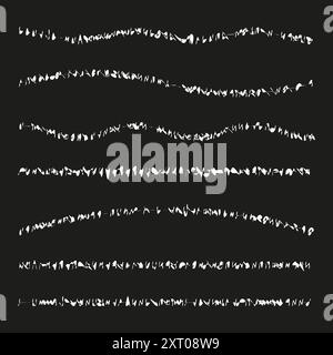 Abstract leaf borders. Hand drawn design. Wavy lines on black. Vector illustration. Stock Vector