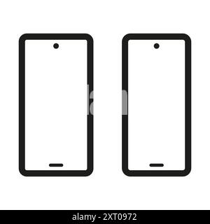 Smartphone icon set. Minimalist phone outline. Modern mobile device shapes. Simple black design. Stock Vector