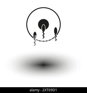 Fertility concept icon. Sperm and egg symbol. Black and white vector. Medical illustration. Stock Vector