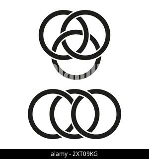 Interlinked rings icon. Geometric ring pattern. Minimalist circle design. Vector illustration. Stock Vector