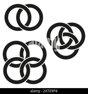 Abstract interlocking circles. Black and white. Geometric pattern ...