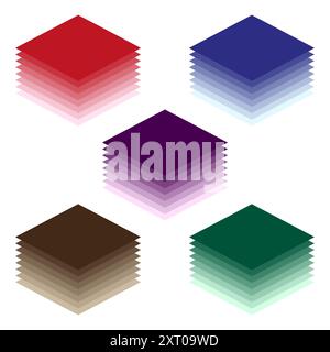 Geometric layered squares. Gradient color palette. Abstract vector design. Stock Vector