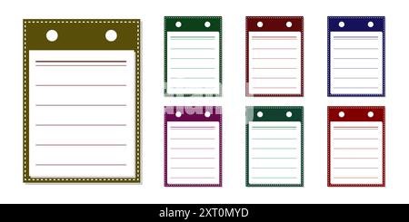 Set of colorful note papers on a white background. Vector illustration. Stock Vector