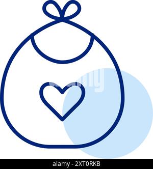 Baby bib with heart on it. Feeding infants with love and care. Pixel perfect, editable stroke vector icon Stock Vector