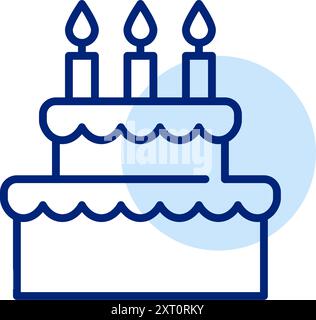 Birthday cake with candles. Happy moments and celebration party. Pixel perfect, editable stroke vector icon Stock Vector