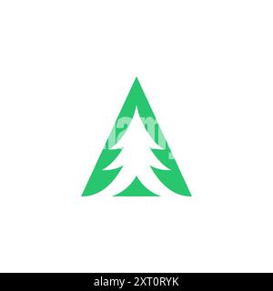 Letter A Pine Tree Logo Vector. Pine Triangle Logo Stock Vector