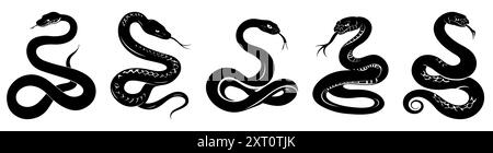 Snake silhouette set. Vector illustration, EPS10 Stock Vector