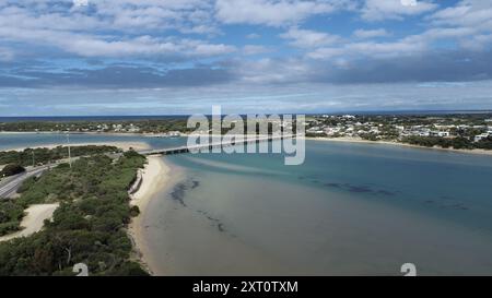 Barwon River at Barwon Heads, Victoria, Australia photo by drone Stock Photo