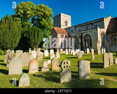 This is the fine Anglican Parish church of All Saints in Sutton Courtenay, Oxfordshire. The earliest parts of the church are Norman, dating from the 12th Century. Subsequent additions, extending to the 16th Century, are primarily Norman and Gothic. Stock Photo