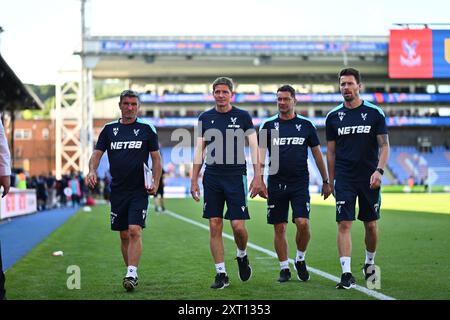 LONDON, ENGLAND - AUGUST 11: Michael Angerschmid, Oliver Glasner, Ronald Brunmayr, Paddy McCarthy during Pre-Season Friendly match between Crystal Pal Stock Photo