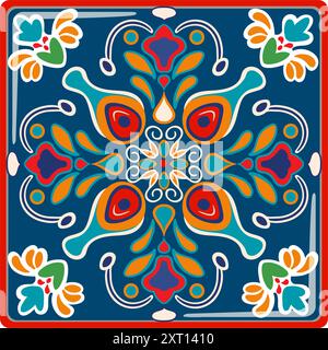 Vibrant symmetrical design with floral elements Stock Vector