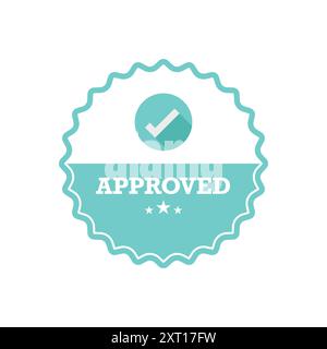 Approved badge design element. Flat style vector illustration Stock Vector