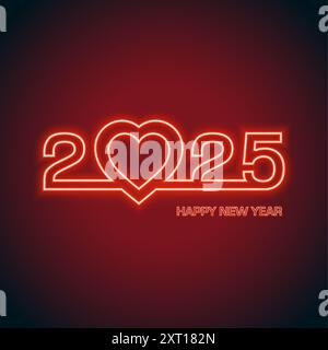 Happy New Year 2023, red neon style design on color background Stock Vector