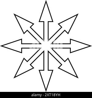 Chaos star symbol. Arrows, eight-pointed radial symmetry. Stock Vector