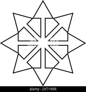 Chaos star symbol. Arrows, eight-pointed radial symmetry. Stock Vector