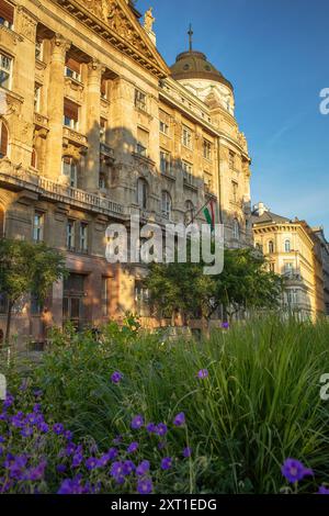 Budapest,Hungary - May 24 2024 :View of Gresham palace from the park. High quality photo Stock Photo