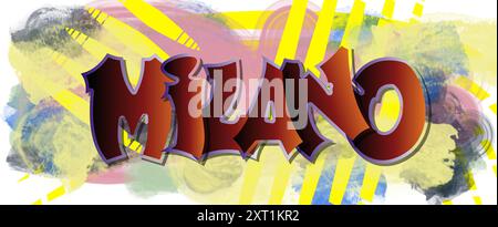 Milano -city ​​name -word - Vector Graphics - red and black - graffiti on the wall - street art - websites, presentations, greetings, banners, Stock Vector