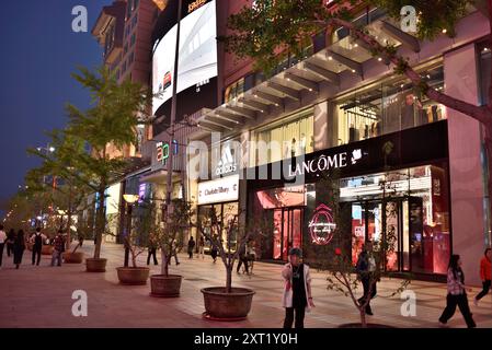 Night view of Wangfujing pedestrian shopping street in Dongcheng District in Beijing, capital of China on 18 April 2024 Stock Photo