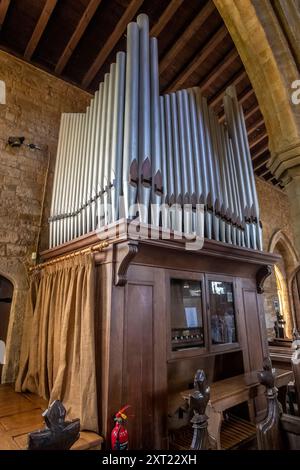 The Organ in  Saint Mary the Vrgin church at Great Brington, Northamptonshire England UK. Stock Photo