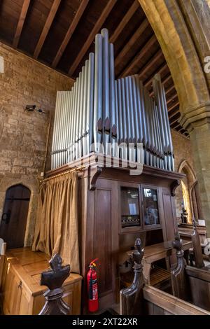 The Organ in  Saint Mary the Vrgin church at Great Brington, Northamptonshire England UK. Stock Photo