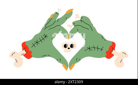 Zombie hands show heart gesture Stock Vector