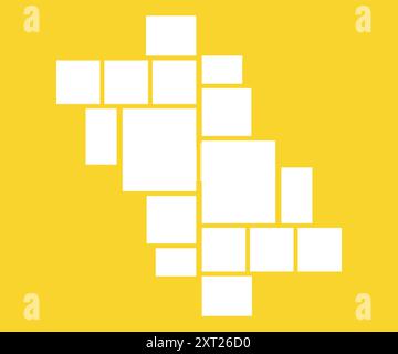 Template composition grid for photos. Realistic collage. Mood board or photo image layout.  Design on a yellow background.Vector illustration Stock Vector