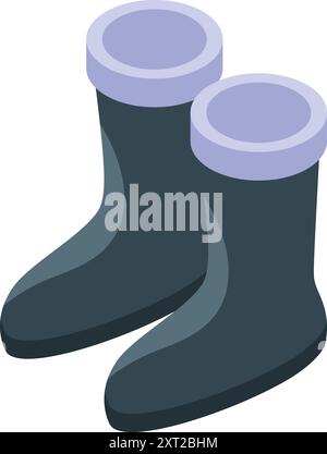 Pair of rubber boots, ideal for keeping feet dry during rainy weather Stock Vector