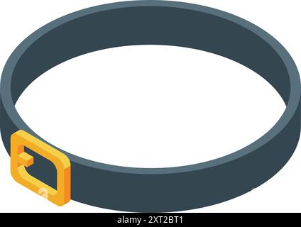 Grey leather belt with golden buckle for trouser isolated on white background isometric view Stock Vector